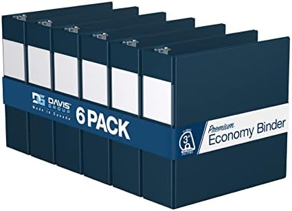 Premium Economy 3-Ring Binder, Spine Label, 3" Round Rings, Navy Blue, 6 Pk by DAVISGROUP
