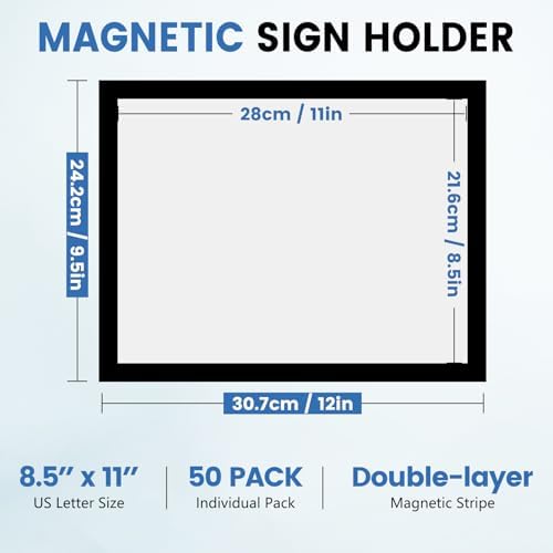 NUITPY 50 Pack Magnetic Sign Holder, 8.5in x 11in Magnetic Paper Holder - Image 2