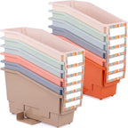 Geetery 12 Pack Non-Tip Book Bins with Stabilizer Wings,lables, Earth Tone by Geetery