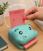 Hippo Desk Organizer, All in One Storage for Pens, Pencils, Sticky Notes and Notepads, Cute Stationery Holder with Reusable Stencils, Durable Office Accessory (Pink) - Image 2