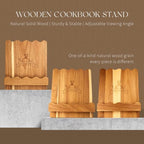 Scalloped Wooden Wood Recipe Cookbook Holder Stand for Kitchen Counter, Rustic Wood Cookbook Holder Display, Wooden Cookbook Stands Kitchen Book Holder Easel for Tablet, textbooks reading2 - Image 7