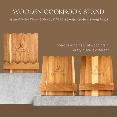 Scalloped Wooden Wood Recipe Cookbook Holder Stand for Kitchen Counter, Rustic Wood Cookbook Holder Display, Wooden Cookbook Stands Kitchen Book Holder Easel for Tablet, textbooks, reading1 - Image 7