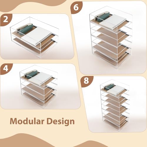 4 Pack Acrylic Paper Tray Organizer for Desk Clear File Organizer,Acrylic Desk Organizers and Accessories Sorter,Perfect for File Paper, Ipad, Letter, A4 Office File, Books, Notes.(Vertical) - Image 2