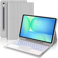 Keyboard Case for Samsung Galaxy Tab S10 FE+ Plus 13.1'' 2025, Galaxy Tablet S10FE+ Case Keyboard with Trackpad, Backlit Touch Keypad with S Pen Holder for Samsung Tab S10FE Plus, Light Grey by SENGBIRCH