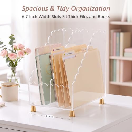 Acrylic Magazine File Holder,Scalloped Edges,Extra Wide Design - Image 4
