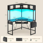 SEDETA 39" Spacious Corner Desk with Hutch, Storage for Small Space, Black - Image 2