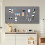 SELEAD Linen Bulletin Board 48” x 24” - Black Aluminum Frame, Grey Fabric - Image 2