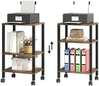3-Tier Printer Stand with Storage, Mobile Printer Cart with Rolling Casters & Adjustable Feet, Under Desk Storage Shelf for Home Office, Small Printers,Rustic Brown, 15.7" x 11.8" x 25.9" - Image 7