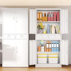 BESFUR Metal Storage Cabinet with 2 Drawers and Adjustable Shelves, 71" H Reinforced Heavy Duty Locking Storage Cabinet for Office, Garage, Home, School, Utility(White) - Image 4