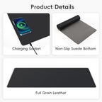 Mouse Pad with Wireless Charging, PU Leather Fast Charging Gaming Mouse Pad, Waterproof Anti-Slip Surface, Easy Clean Office Table Mat, 32L x 16W x 0.15H inches, Black(Right Side Charging Port) - Image 6