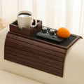 Bamboo Couch Cup Holder Arm Tray Table with Anti-Slip Cork Pad，Couch Drink Holder，Sofa Cup Holder Armrest Tray，Foldable Arm Chair Table Recliners for Drink, Cups, Eats，Snacks, Phone, Remote (Brown) by HNLISA