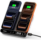Dual Phone Foldable Wireless Charging Station for iPhone, Galaxy, Pixel by SwanScout