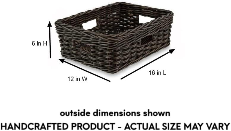 The Basket Lady Rectangular Low Wicker Storage Basket, M, Walnut Brown - Image 4