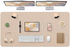 Bloss Extra Large Desk Mat 55" x 24", Non-Slip Dressing Table Cover Protector, Waterproof Student Study Desk Mat, PU Leather Computer Writing Desk Pad for Home Office and Decor - Beige by Bloss