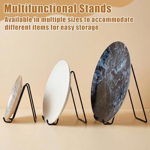 18 Pack 6/ 8/ 10 Inch Iron Metal Plate Stands for Display Black Display Holders for Plates, Photos, Frames, Decor, Books & More, Modern and Sturdy Easels for Home & Office, 3 Sizes - Image 4