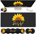 Ergonomic Mouse Pad Set, Desk Mat(31.5×11.8 in) + Keyboard Wrist Rest Support + Mouse Wrist Rest + Coasters for Office,Home,Computer,Laptop -Sunflower Nurse Pattern Black Gaming Large Mousepads by JVGFYNKL