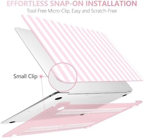 DONGKE Case for MacBook Air 13 Inch (2021-2018 Models A2337 M1/A2179/A1932), Pink & White Stripes Hard Shell Case with Keyboard Protector, Compatible with Retina Display and Touch ID - Image 6