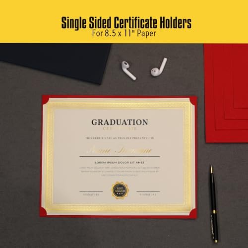 Single Sided Certificate Holders for Letter Size, 8.5 x 11 Bulk Award Certificate Cover for Graduation,Diploma, Documents, Marriage,Employee Appreciation, School,Office, Business (Red, 100CT) - Image 2