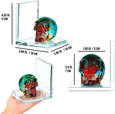 Glass Skull Book Ends for Shelves with Plating Multicolor Crystal Skulls - Image 5