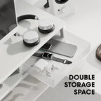 Fenge Dual Monitor Stand Riser, 42.5in Desk Shelf with 2 Drawers, White - Image 5