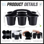 6 Pack 6 Cup Caddy for Classroom Plastic Round Desk Table Caddy, Black - Image 2