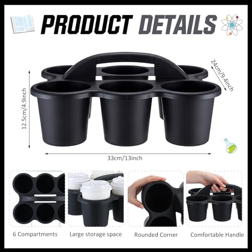 6 Pack 6 Cup Caddy for Classroom Plastic Round Desk Table Caddy, Black - Image 2