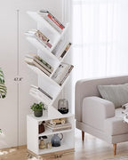 SUNMORY 6 Tier Tree Bookshelf, Tall Small Bookcase with Storage Cabinet - Image 3