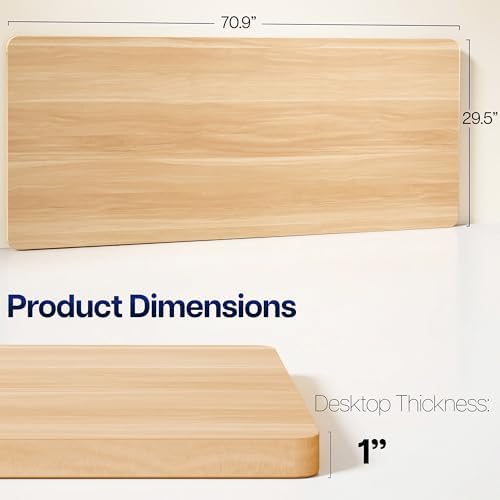 VIVO Light Wood 71 x 30 in Solid Table Top, DESK-TOP71C - Image 3