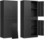CJF Metal Storage Cabinet, 71" H Metal Cabinets with Adjustable Shelves and Drawers, Locking Storage Cabinet for Pantry, Office, Garage, Home, School, Utility (Black) by CJF