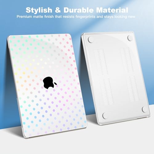 Teryeefi Compatible with MacBook Air 13 inch Case M5 2026 M4 2025 Model A3449 A3240 A3113 A2681, Hard Shell&Keyboard Cover&Screen Film&Type C for MacBook Air 13.6 inch Case - Clear Polka Dots - Image 4