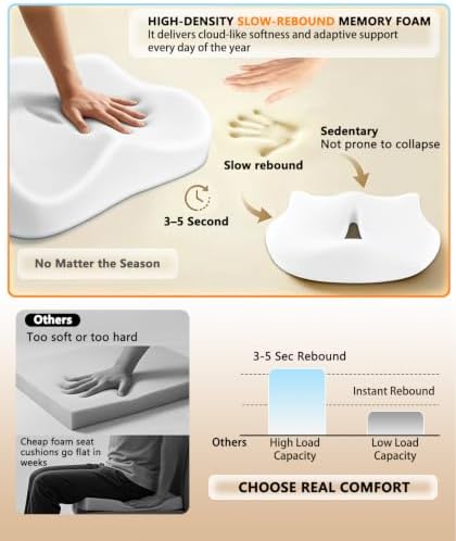 Lumbar Support Pillow & Seat Cushion for Office Chair, Memory Foam Office Chair Cushion for Tailbone Pain Relief and Lower Back Support, Ergonomic Desk Chair Cushion for Gaming, Wheelchair,Home - Image 4