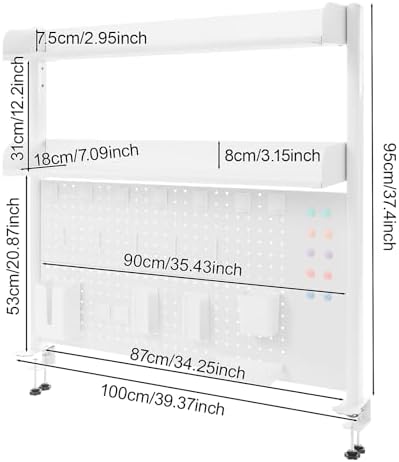 2-Tier Clamp on Desk Organizer Shelf with Pegboard Desktop Storage - Image 3