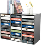 27 Slot Mail Sorter Organizer, Wood Literature Organizer Student Mailbox for Classroom, Desktop File Paper Storage Rack for Office Home School - 31.5" L×12”W×21.6“H (Black, 27-Compartment) by Unknown