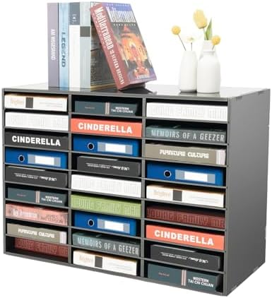 27 Slot Mail Sorter Organizer, Wood Literature Organizer Student Mailbox for Classroom, Desktop File Paper Storage Rack for Office Home School - 31.5" L×12”W×21.6“H (Black, 27-Compartment) by Unknown