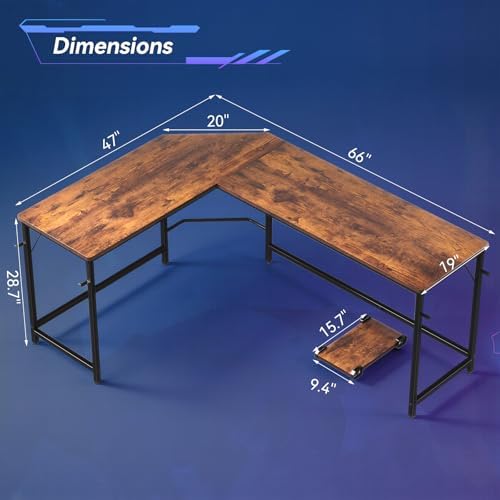 OLIXIS 66 Inch L Shaped Desk, Corner Computer Gaming Desks with Shelves - Image 3
