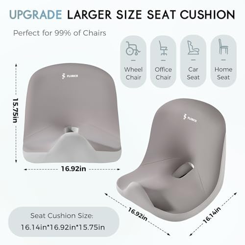 Car Seat Cushion and Lumbar Support Pillow, Larger Memory Foam Seat Cushion, Ergonomic L-Shaped Design Cushion for Back Pain Relief, Non-Slip Driving Cushion for Car, Office, Truck, Wheelchair-Gray - Image 4