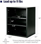 Clamp‑on Desk Leg Shelf, Height‑Adjustable Under Desk Storage Organizer, No Drill Attachable Under Desk Shelf for Standing Desk Accessories, Open 3‑Tier Storage for Home Office Workstation, Black - Image 2