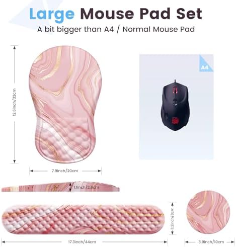 HAOCOO Ergonomic Keyboard Wrist Rest & Mouse Pad Set, Rose Gold Pink - Image 6