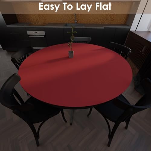 Round Table Pad, 1.8mm Thick, Dia.54 Inch, Leather Table Cover, Table Protector (Black+Wine Red) - Image 5