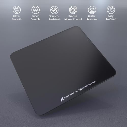ATTACK SHARK CM05 Glass Gaming Mouse Pad,17.7x15.7 in Large Mouse Mat，Non Slip 9H Hard Mousepads,Nano-Textured Glass Surface with Improved Precision and Speed for FPS Players-Pure Black - Image 2