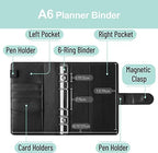 PU Leather Personal Notebook Planner with 80 Pages Loose-Leaf Papers 6 Holes Ring Binder Pen Holder Magnetic Buckle (Green Faux Crocodile Texture, A6 Mini) - Image 3