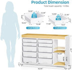 10 Drawer Storage Cabinet with Height-Adjustable Shelves & Wood Top, White - Image 3