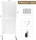 Eastern Tree Metal Pegboard Display Stand 2'x 5' with 30 Hooks, Pegboard Panels Display with Wheels, Peg Board Display Rack, Standing Pegboard Display- White - Image 2