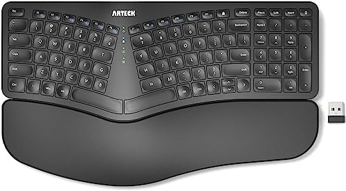 Arteck Split Ergonomic Keyboard with Palm Rest, 2.4G USB Wireless Keyboard by ARTECK