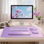 4-in-1 Large Gaming Mouse Pad, Keyboard Wrist Rest Pad & Wrist Support Mousepad Set, Extended Desk Pad Waterproof Desk Mat for Home Office Decor Study Game 35.4×15.7 Inches I Purple Pink Lavender - Image 2