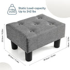 Poofzy Small Foot Stool Ottoman, Linen Ottoman Foot Rest with Legs, Rectangle Foot Rest for Couch, Footstools and Ottomans Small for Living Room and Entryway (Gray) - Image 3