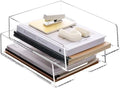 HeZone Enlarged Letter Paper Tray - Clear Acrylic Desk Organizers for Document Organization and File Storage - Stackable Office Accessories - 2 Pack (Large Tray V) by HeZone