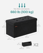 SONGMICS Storage Ottoman Bench, 30 Inches Velvet Foldable Foot Rest - Image 2