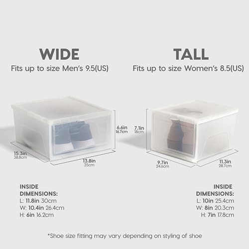 IRIS USA 6-Pack, Stackable Shoe Storage Box with Drop Front Door, Clear - Image 3