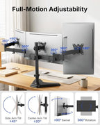 HUANUO Triple Monitor Stand for 13-27 Inch Screens, 3 Monitor Mount - Image 3